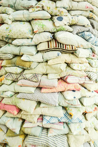 Full frame shot of stacked pillows