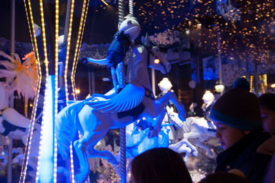 Firework display at night