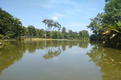 Scenic view of lake against sky