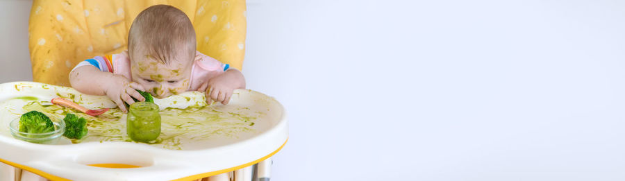 Close-up of food in bowl on white background