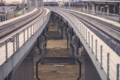 High angle view of railway bridges