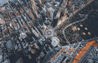 High angle view of buildings in city