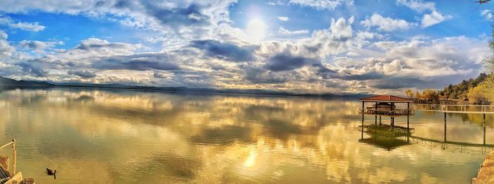 Scenic view of lake against sky