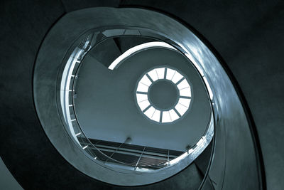 Directly below shot of spiral staircase in building