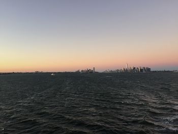 Scenic view of sea at sunset