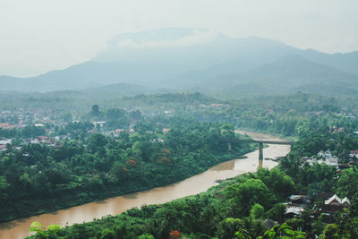 High angle view of townscape against sky