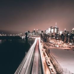 Light trails on city at night