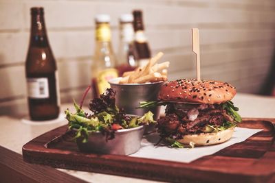 Close-up of food on table