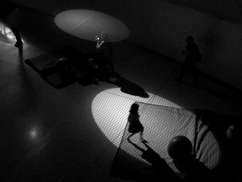 High angle view of man on table