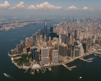 High angle view of buildings in city