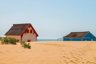 Costa de caparica is the famous tourist destination, with the typical tiny colorful house