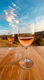 Close-up of wineglass on table