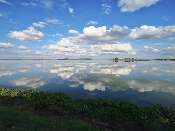 Scenic view of lake against sky