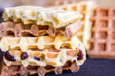 Close-up of belgian waffle stack