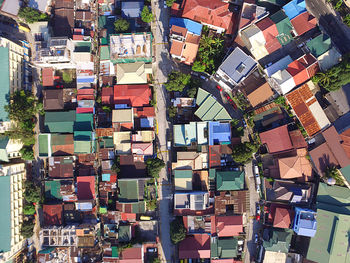 High angle view of buildings in city