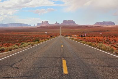 Surface level of road against sky