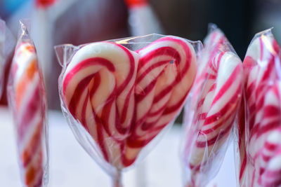 Close-up of heart shape lollipop