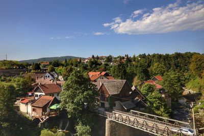 High angle view of townscape against sky