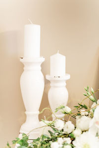 Close-up of white flowers on table
