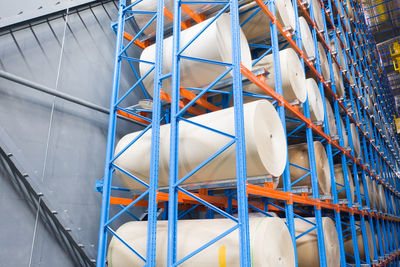 High angle view of metallic structure in factory