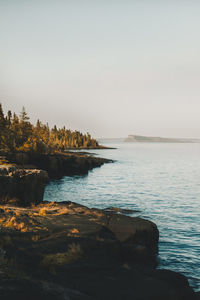 Scenic view of sea against clear sky