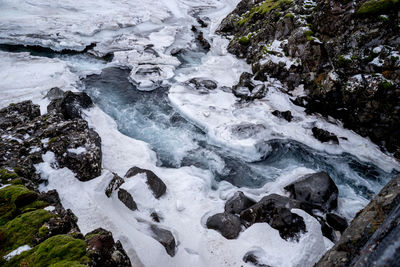 High angle view of waterfall