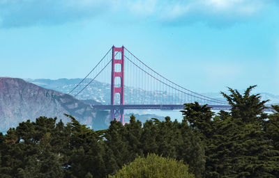 View of suspension bridge against sky