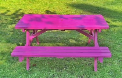 Empty bench in park