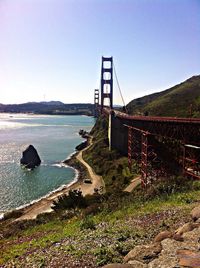 Suspension bridge over sea