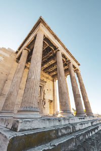 Low angle view of built structure against clear sky