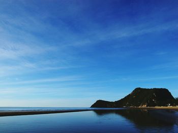 Scenic view of sea against blue sky