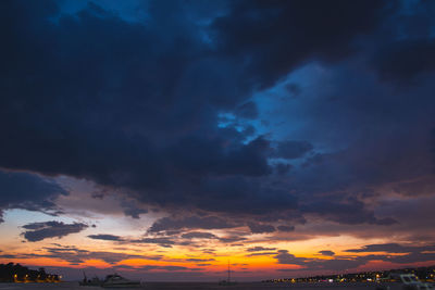 Low angle view of dramatic sky during sunset