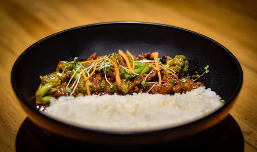 Close-up of food in bowl on table