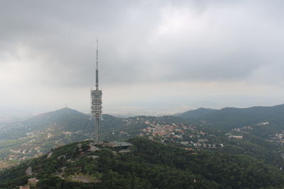 Aerial view of buildings in city against sky