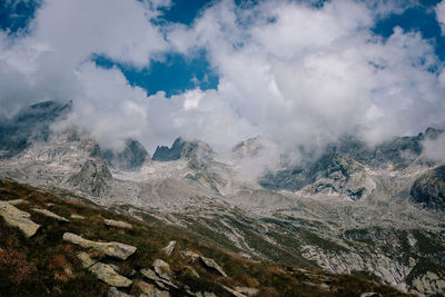 Scenic view of mountains against sky