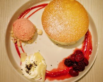 High angle view of breakfast served in plate