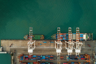 Aerial view of ship sailing on sea