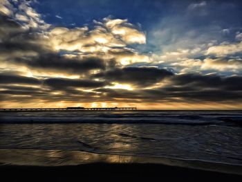 View of calm sea at sunset