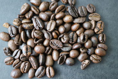 High angle view of coffee beans on table