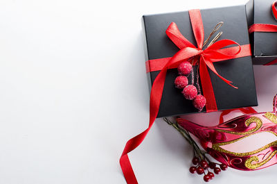 Christmas decorations on white background