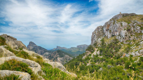 Scenic view of mountains against sky