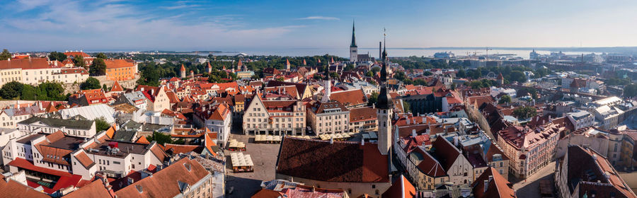 Aerial view of tallinn old town in a beautiful summer day