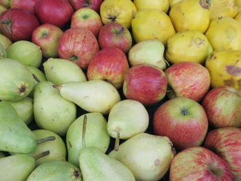 Full frame shot of apples for sale at market stall