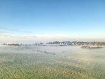 Misty sunrise over patrington, east riding of yorkshire