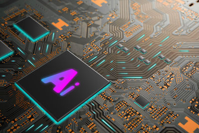 High angle view of mobile phone