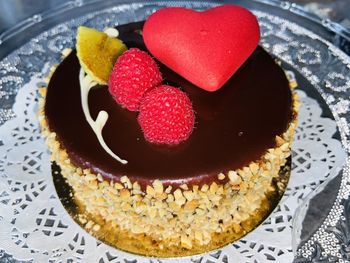 Close-up of heart shape cake