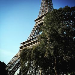 Low angle view of tower against clear sky