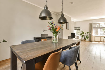 Empty chairs and table at home