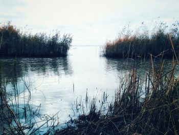 Scenic view of lake against sky