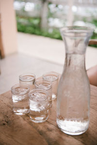 Close-up of water in glass on table